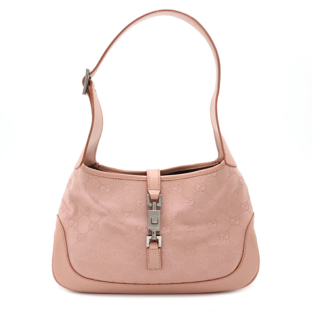 Gucci Jackie GG Canvas Hobo Bag Leather Coral Pink